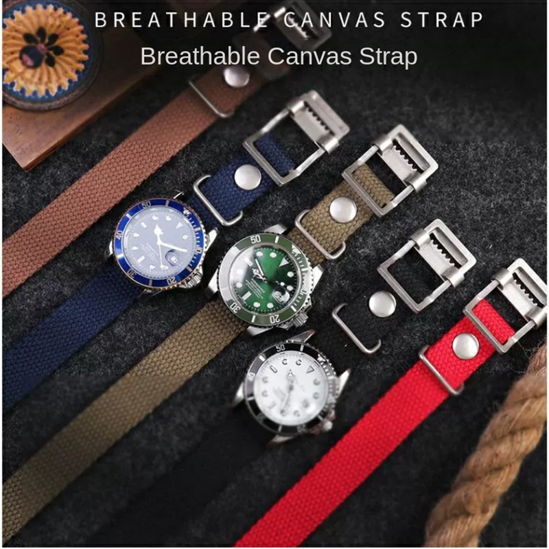 20mm 22mm 19mm 21mm High quali - Canvas Strap Watch ulasan dan harga