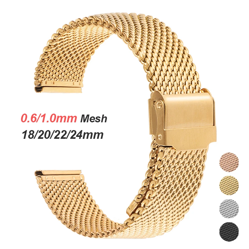 0.6mm 1.0mm Milanese Mesh Stra - Mesh Strap Metal ulasan dan harga