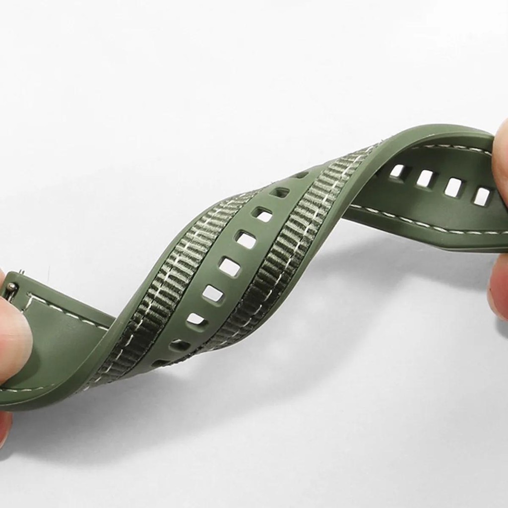 22mm Woven Nylon+Silicone Stra - Silicone Watch Band 22Mm ulasan dan harga