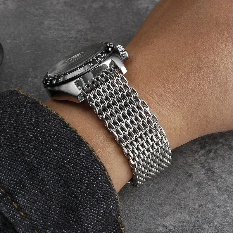18/20/22/24mm Mesh Solid Stain - Mesh Strap Metal ulasan dan harga