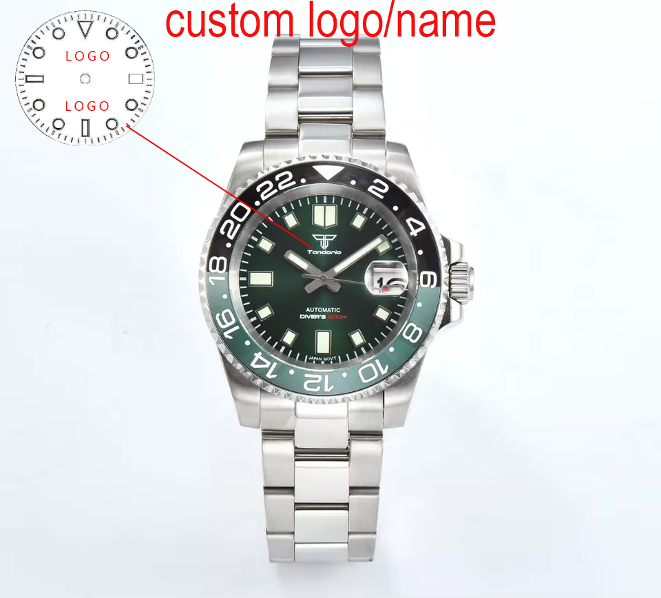 Custom 40mm Green Diver Men Wa - Stainless Bracelet Diver ulasan dan harga